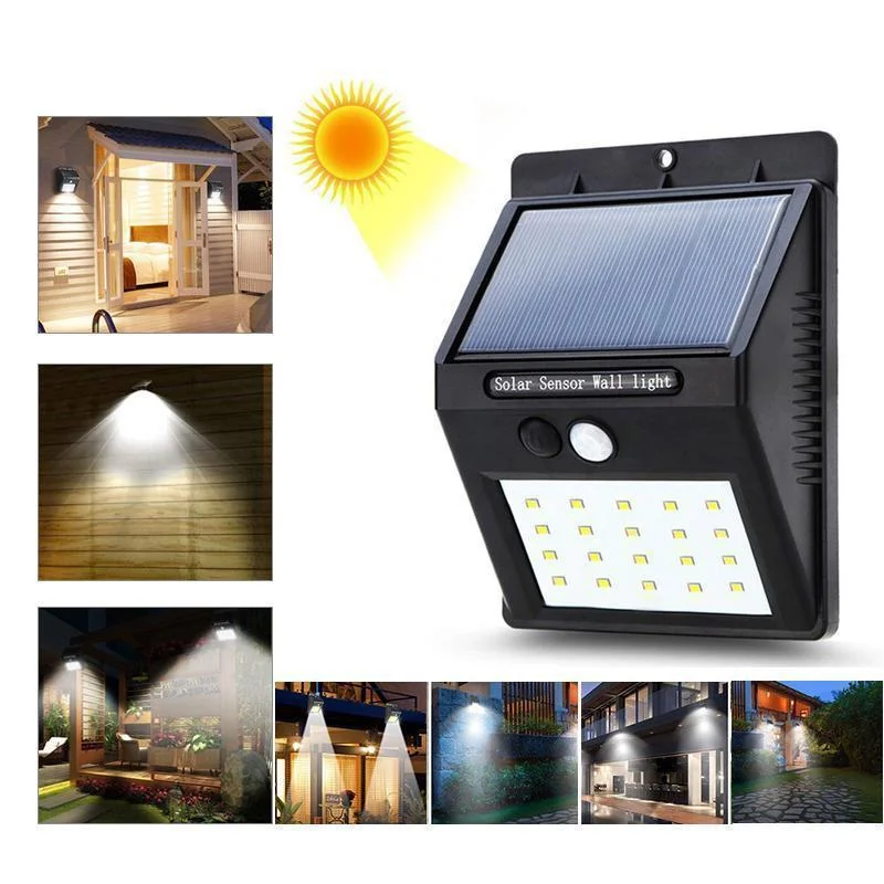 Meladen™ 20 LED Solarlampen Außen, Superhelle Wandleuchte mit Bewegungssensor