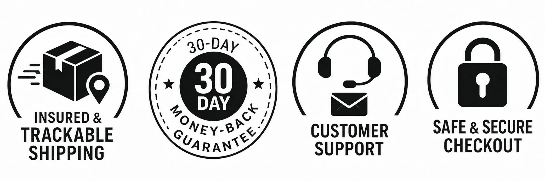 Secure ordering, 90-day money-back guarantee, satisfaction guarantee and easy returns