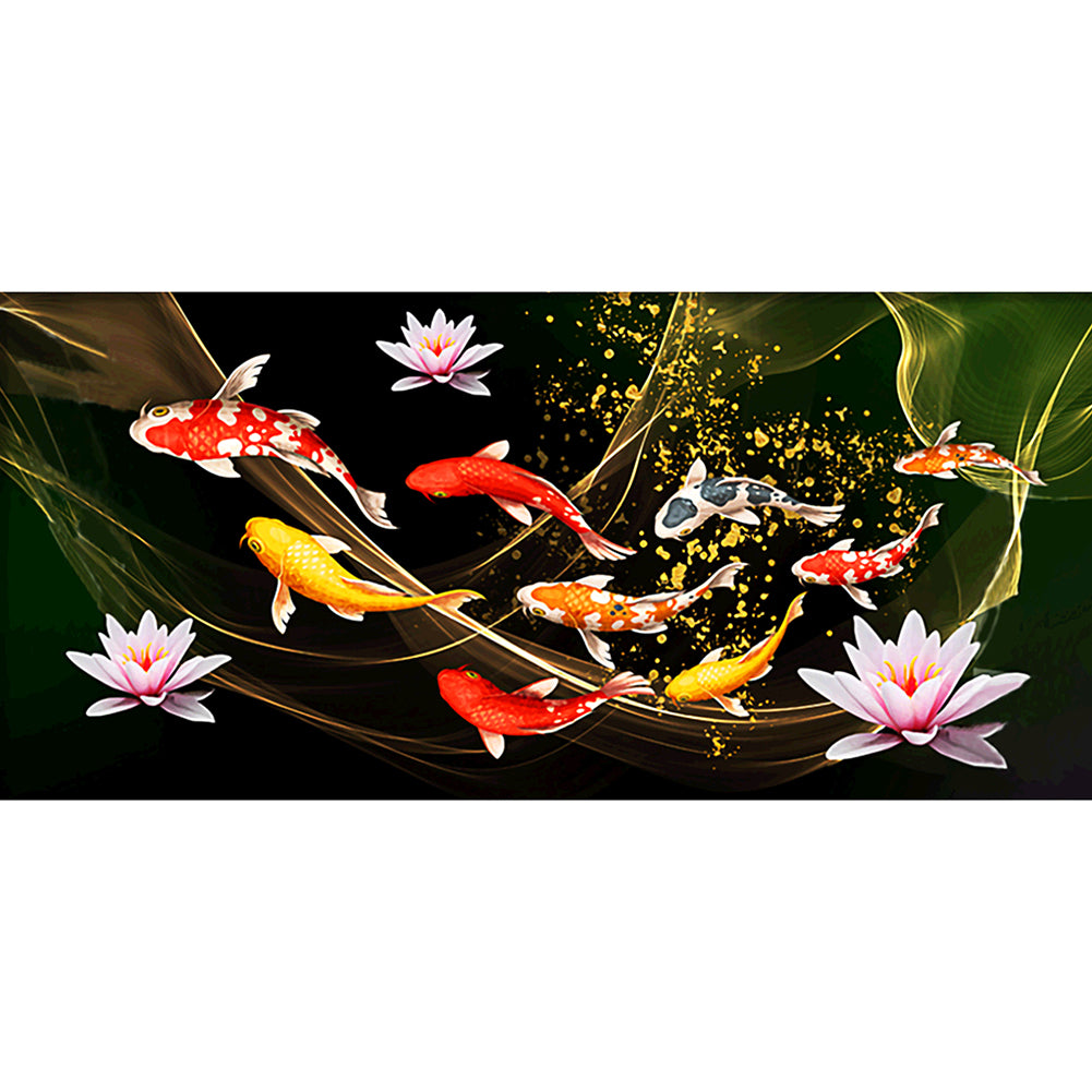 Drill Fish Flower 100X50CM(Canvas) Full Round Drill Diamond Painting gbfke