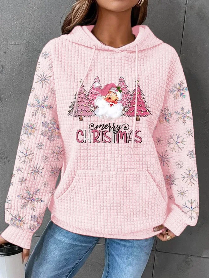 Women's Pink Christmas Tree Print Casual Sweatshirt