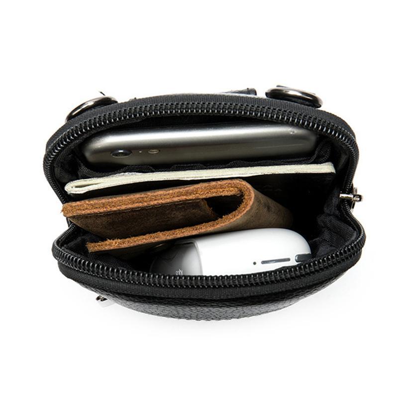 Men's Soft Leather Crossbody Bag Mini Shoulder Bag Waist Bag