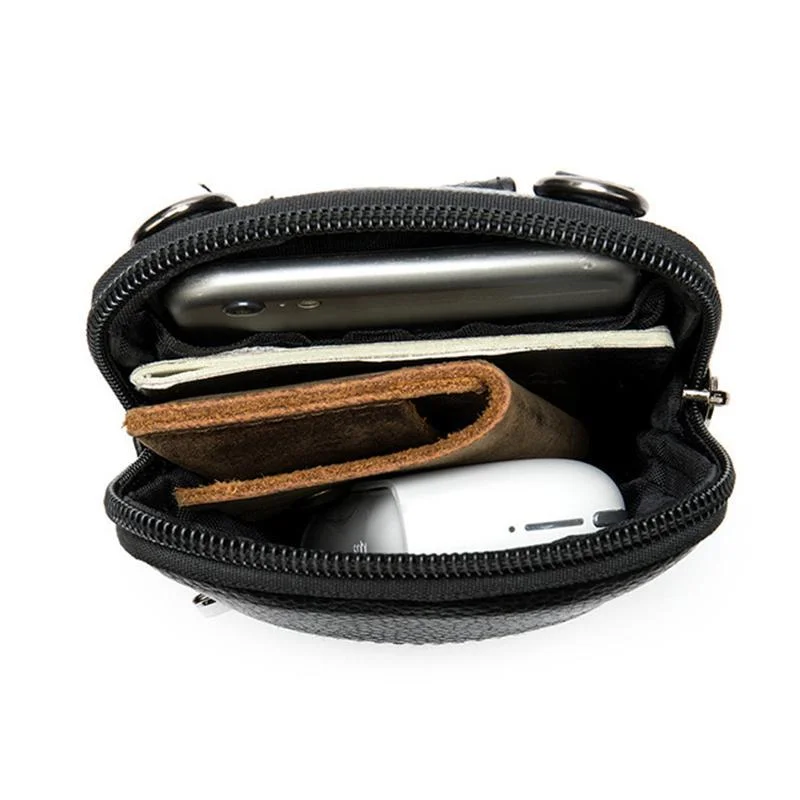 Men's Soft Leather Crossbody Bag Mini Shoulder Bag Waist Bag