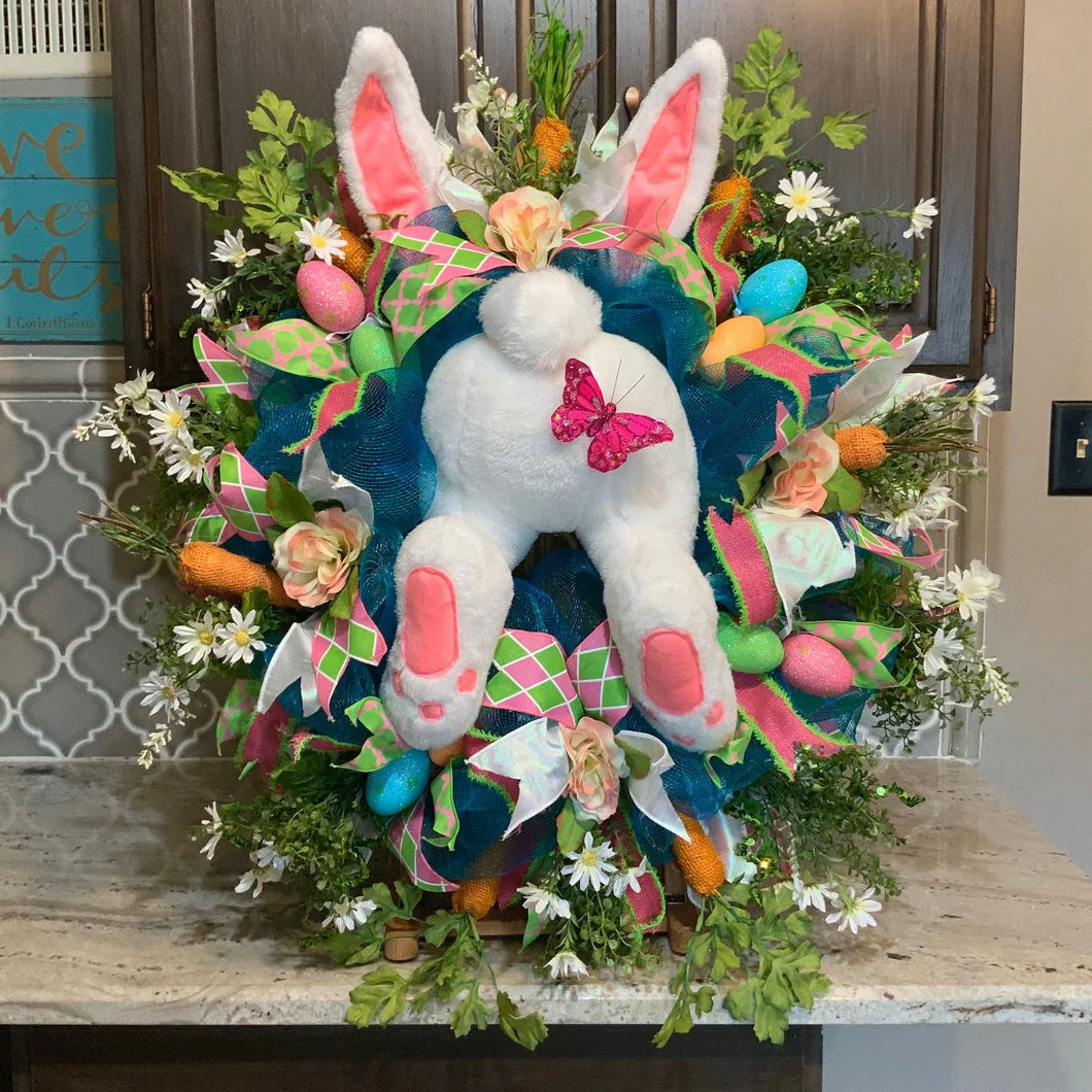 End Of The Month Sale！🐰Easter Bunny Door Wreath-BUY 2 Get 10 FREE Garden Insert ＆ 1 Garden Flag