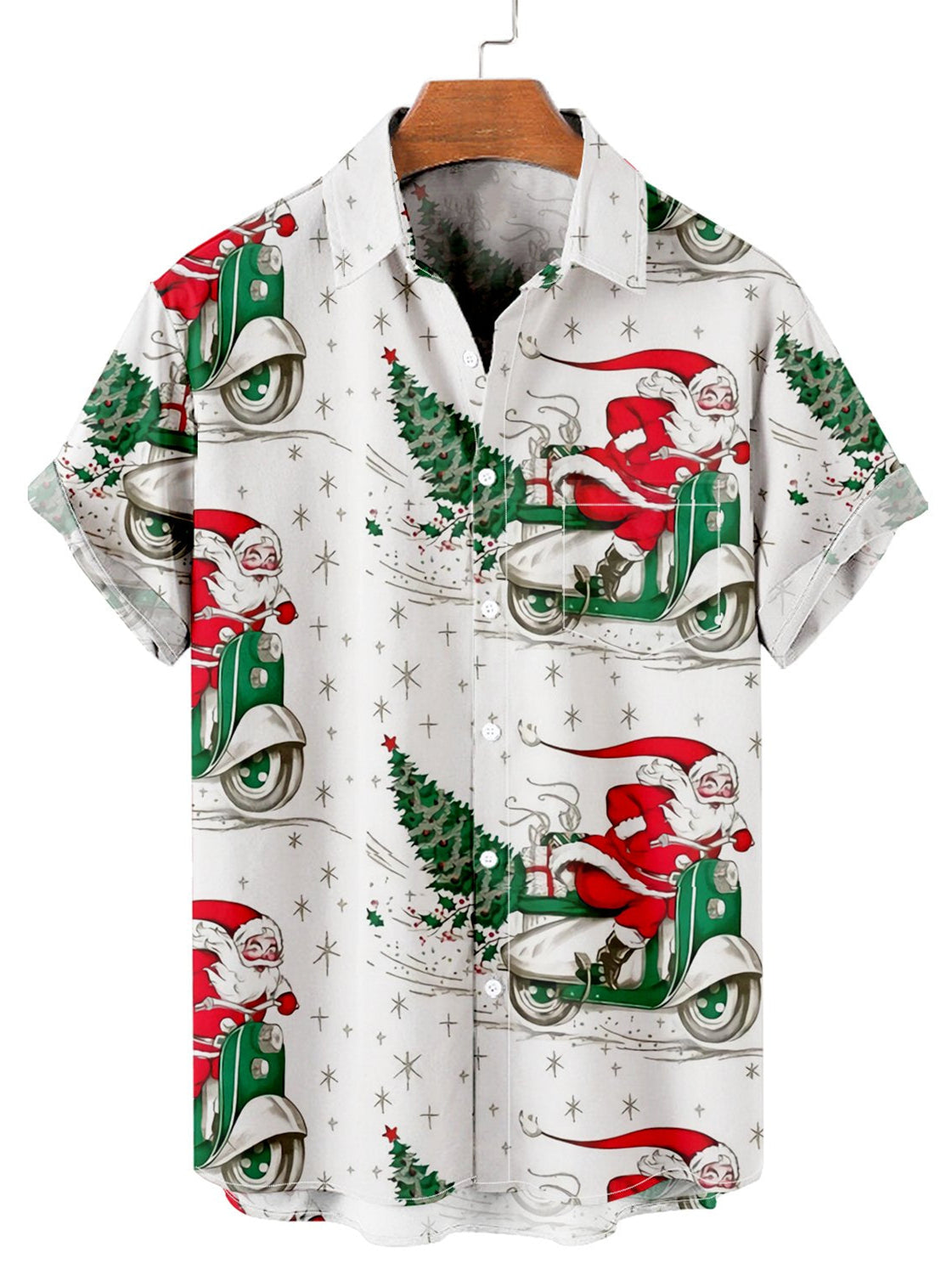 Men's Christmas Vintage Poster Graphic Print Short Sleeve Shirt PLUSCLOTHESMAN