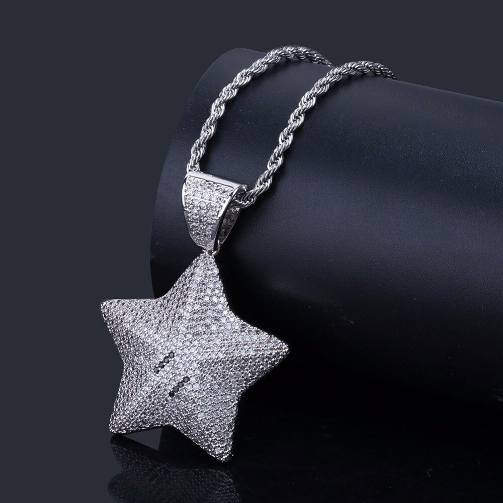 Ice Out Full Zircon Star Pendant Necklace-VESSFUL
