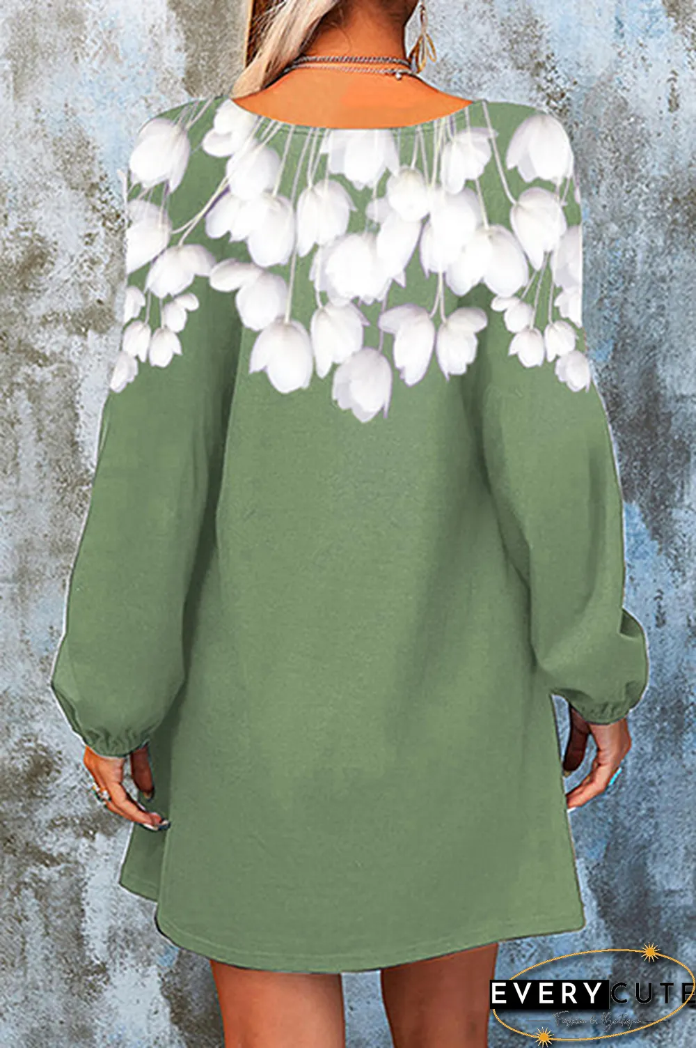 Casual Floral Split Joint  Contrast V Neck A Line Dresses