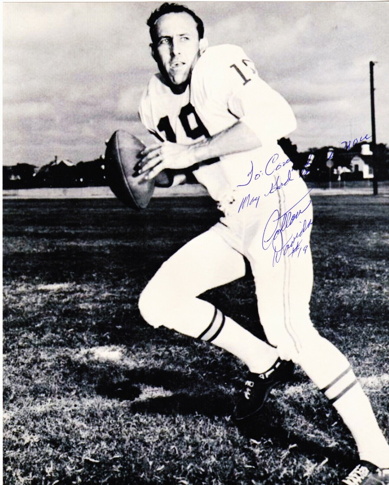 Cotton Davidson signed 8X10 B&W Dallas Texans Photo Poster painting-Oakland Raiders