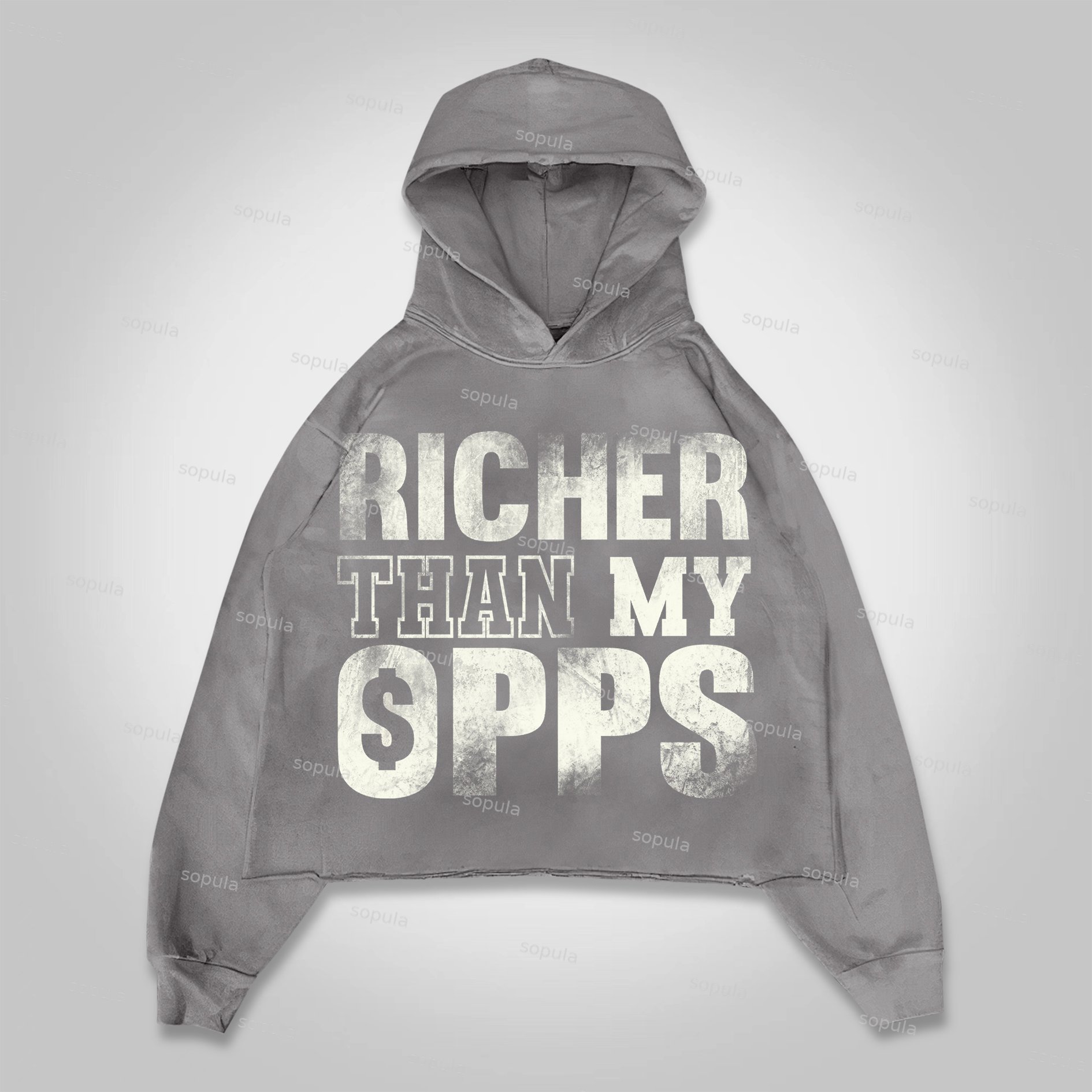 Sopula Richer Than My Opps Graphics Cropped Hoodie