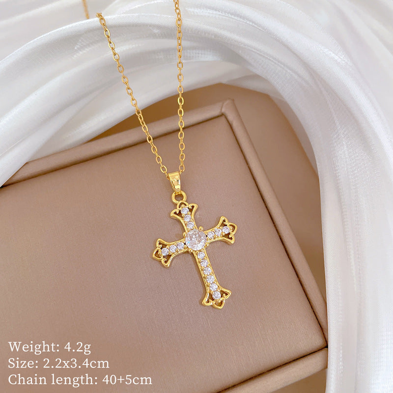 Copper Micro-Inlaid Necklace For Women Copper Micro-Inlaid Real Gold Electroplating Simple Ins Exquisite Clavicle Chain Neck Chain