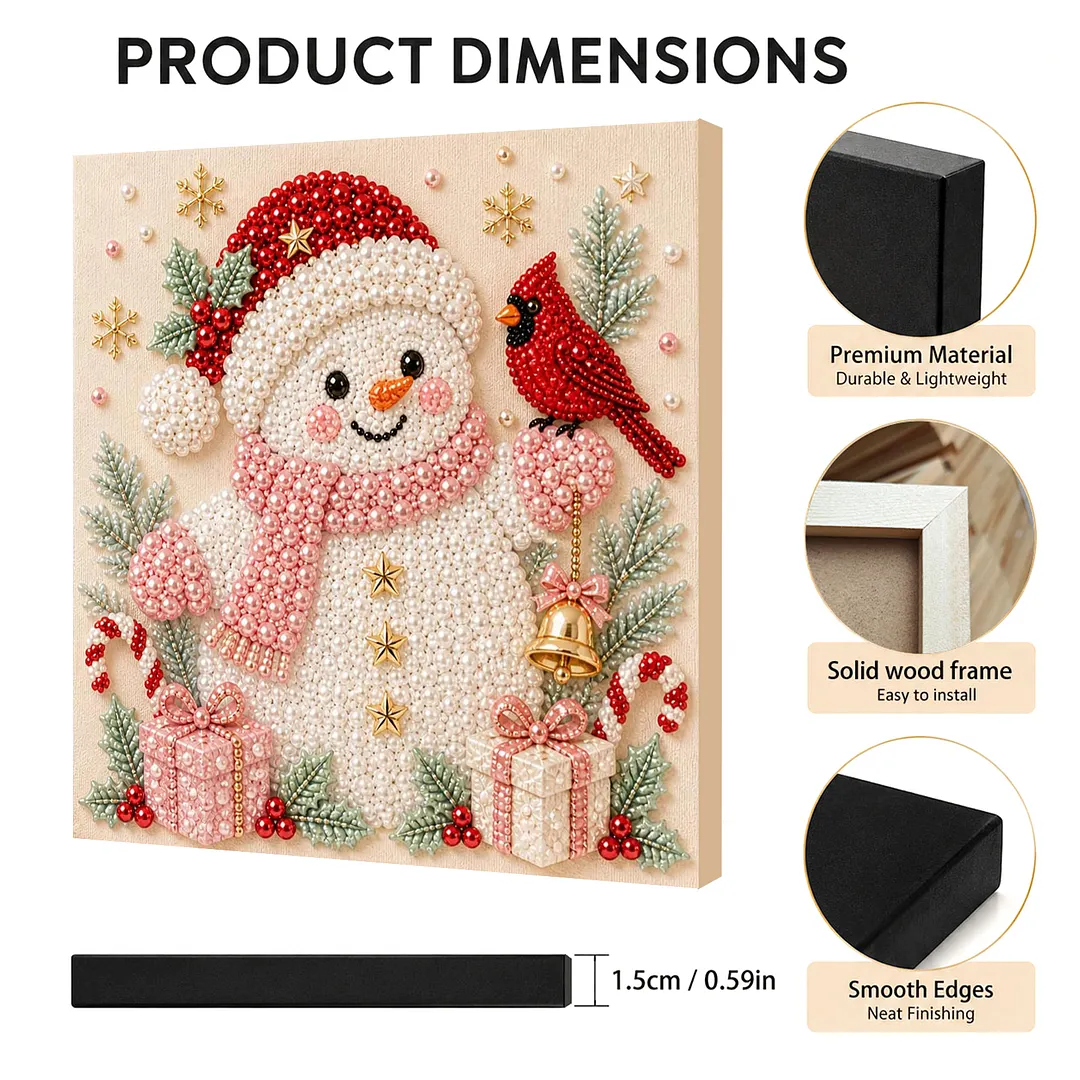 Framed Pearl Bead Painting Kit Snowman Christmas 7.87x7.87in