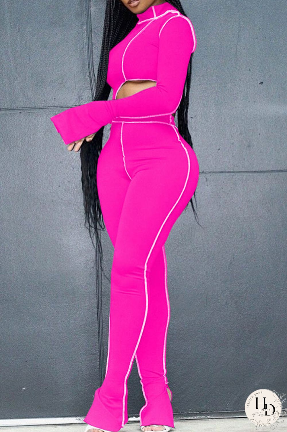 Grey Milk Silk OL Patchwork Solid asymmetrical pencil Long Sleeve Two Pieces