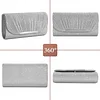 Clutch Damen Abendtasche Silber,Funkelnde Kettenabendtasche,Modische Tasche Bag Handtasche,Elegante Umschlagtasche Crossbody für Neujahrsball,Hochzeit,Party und Hochzeit
