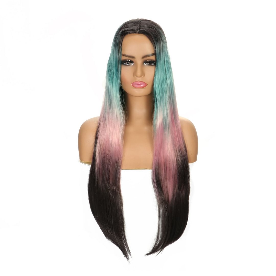 Fashion Gradient of Wig with Long Straight Hair In High Temperature Silk | EGEMISS
