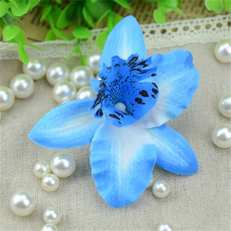 10pcs/lot 7CM Silk Artificial Orchid Flower Heads For Wedding Party Decoration Wreath DIY Craft Accessories Fake Flowers
