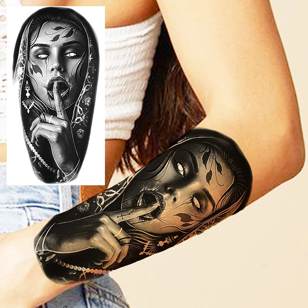 Praying Lion Cross Temporary Tattoos For Men Women Clown Wolf Tiger Flower Compass Fake Tattoo Sticker Forearm Waterproof Tatoos