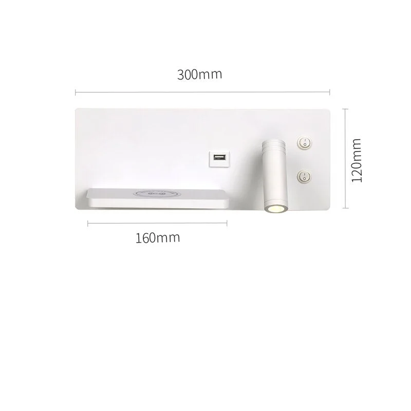 Multifunction Led Wall Lamps With Phone Wireless Charging Bed Light Home Living Room Study Hotel USB port Bedside Reading light