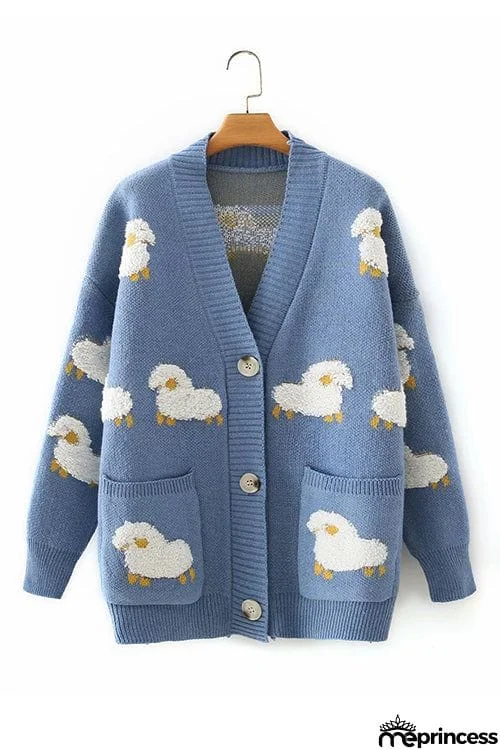 Sheep Pocket Button Cardigan