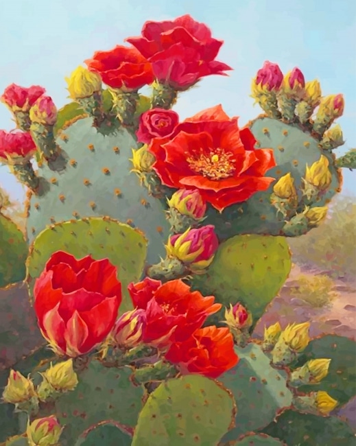 

Beautiful Cactus Red Flowers – Paint By Numbers - 40*50CM, 501 Original