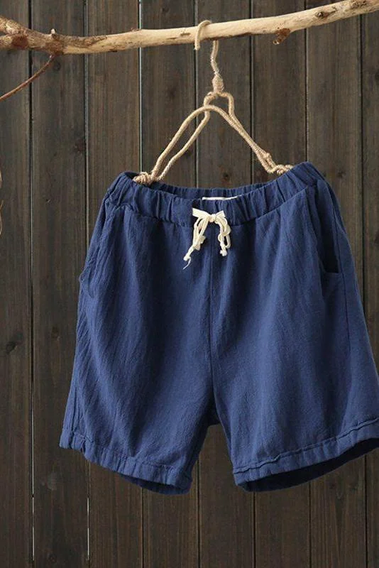 Summer Women Linen Loose Cord Shorts