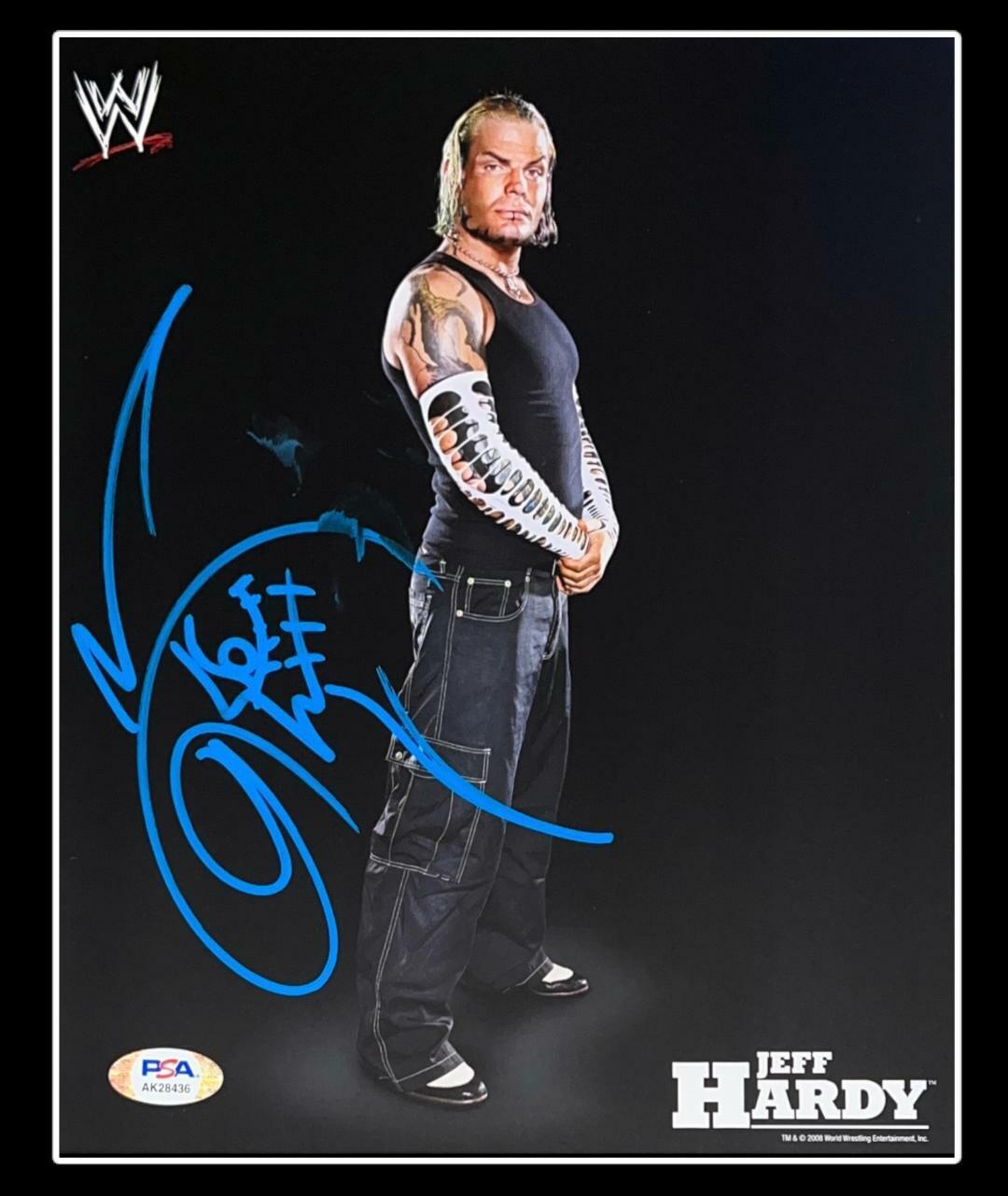 WWE JEFF HARDY HAND SIGNED 8X10 PROMO Photo Poster painting WITH PROOF AND PSA DNA COA VERY RARE