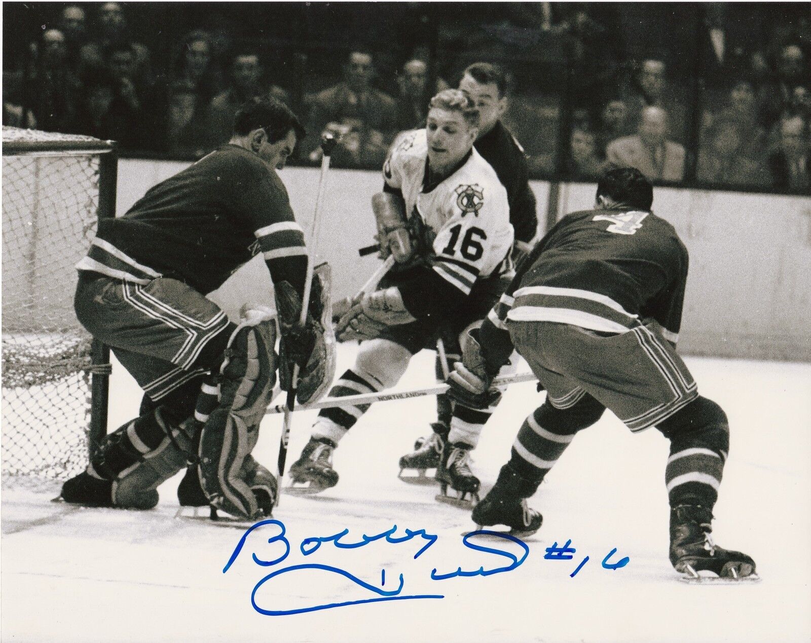 BOBBY HULL CHICAGO BLACKHAWKS ACTION SIGNED 8x10