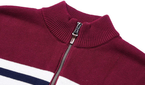 Men's Sweater Half Zipper Turtleneck Warm Pullover Slim Fit Casual Comfortable Striped Knitted Sweaters