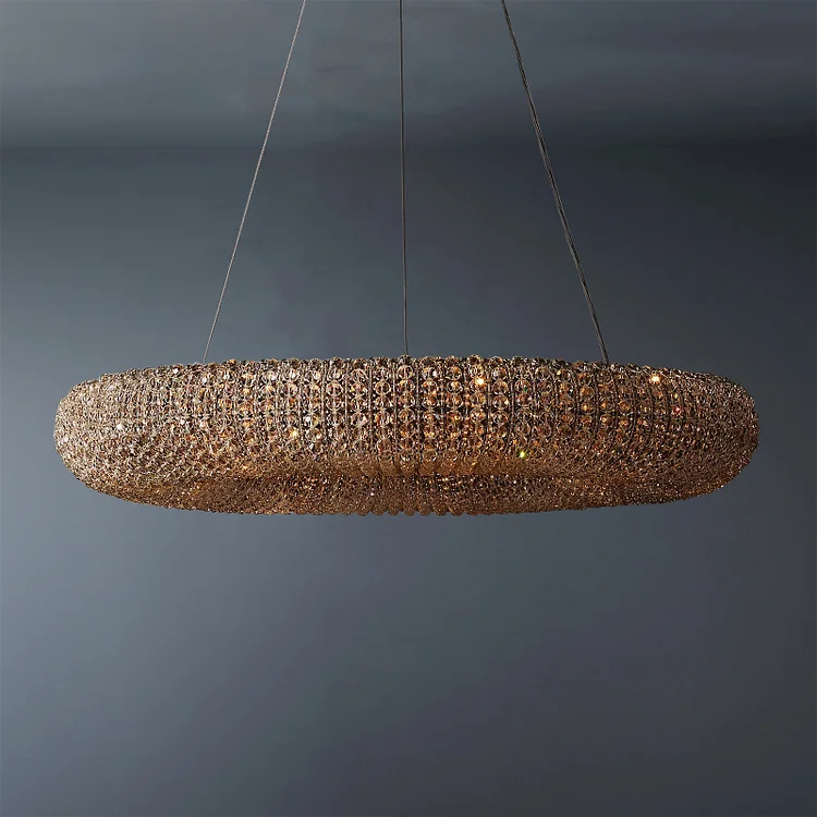 Round Halonut Chandelier With Smoke Crystal 32",Halo Chandelier Vjlight
