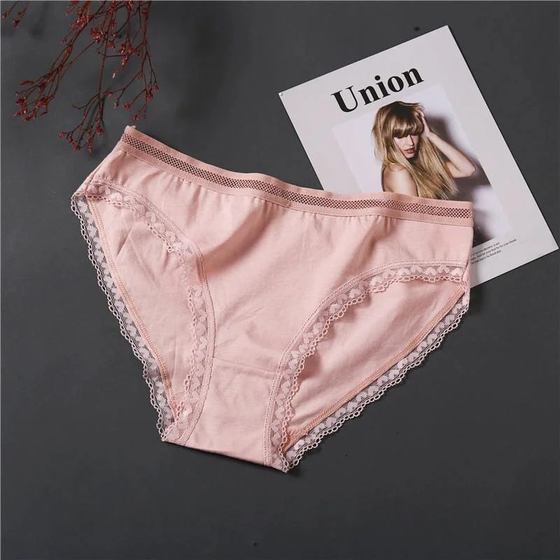 Women Cotton Panties Sexy Lace Briefs Female Underwear Ladies Floral Low Waist Underpants Lingerie Pantys for Woman Panties