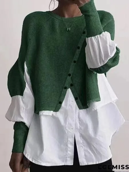 Sexy Splicing Long Sleeve Button Splicing Slim Sweater | EGEMISS