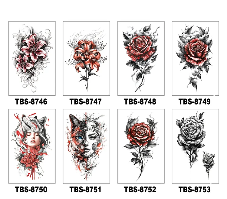 8 Sheets Art Waterproof Half Arm Temporary Tatto