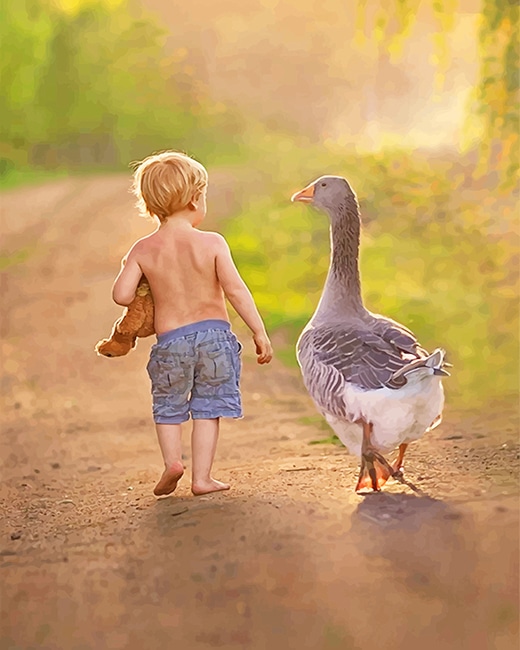 

Little Boy With His Bird Friend – Paint By Numbers - 40*50CM, 501 Original