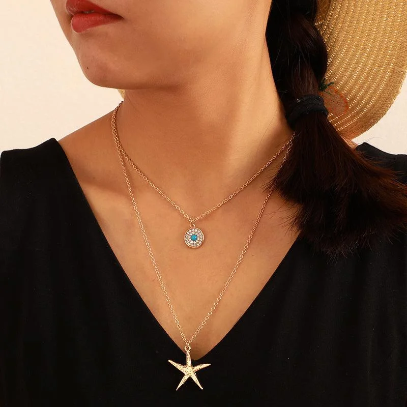 Casual Two Piece Set Star Necklace Wholesale Cheap Jewelry