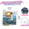 Lighthouse and Whale Special Shaped 5D DIY Partial Drill Diamond Painting Kits for Adults Beginners Home Decor Diamonds Dots Gem Art Kits Diamond Art Kit 11.81 X11.81inch
