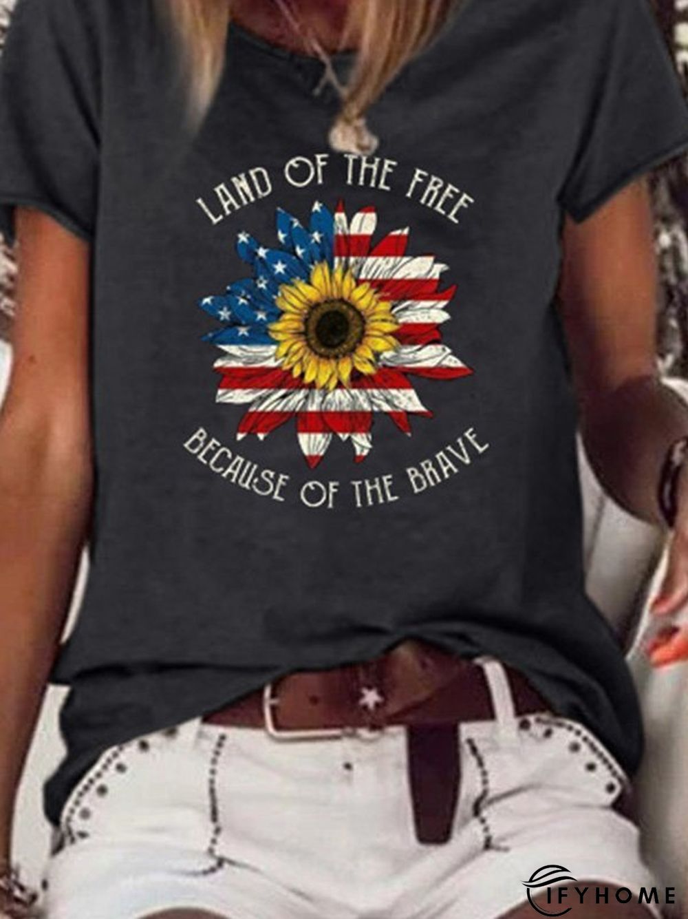 Printed Crew Neck Short Sleeve Casual T-shirt | IFYHOME