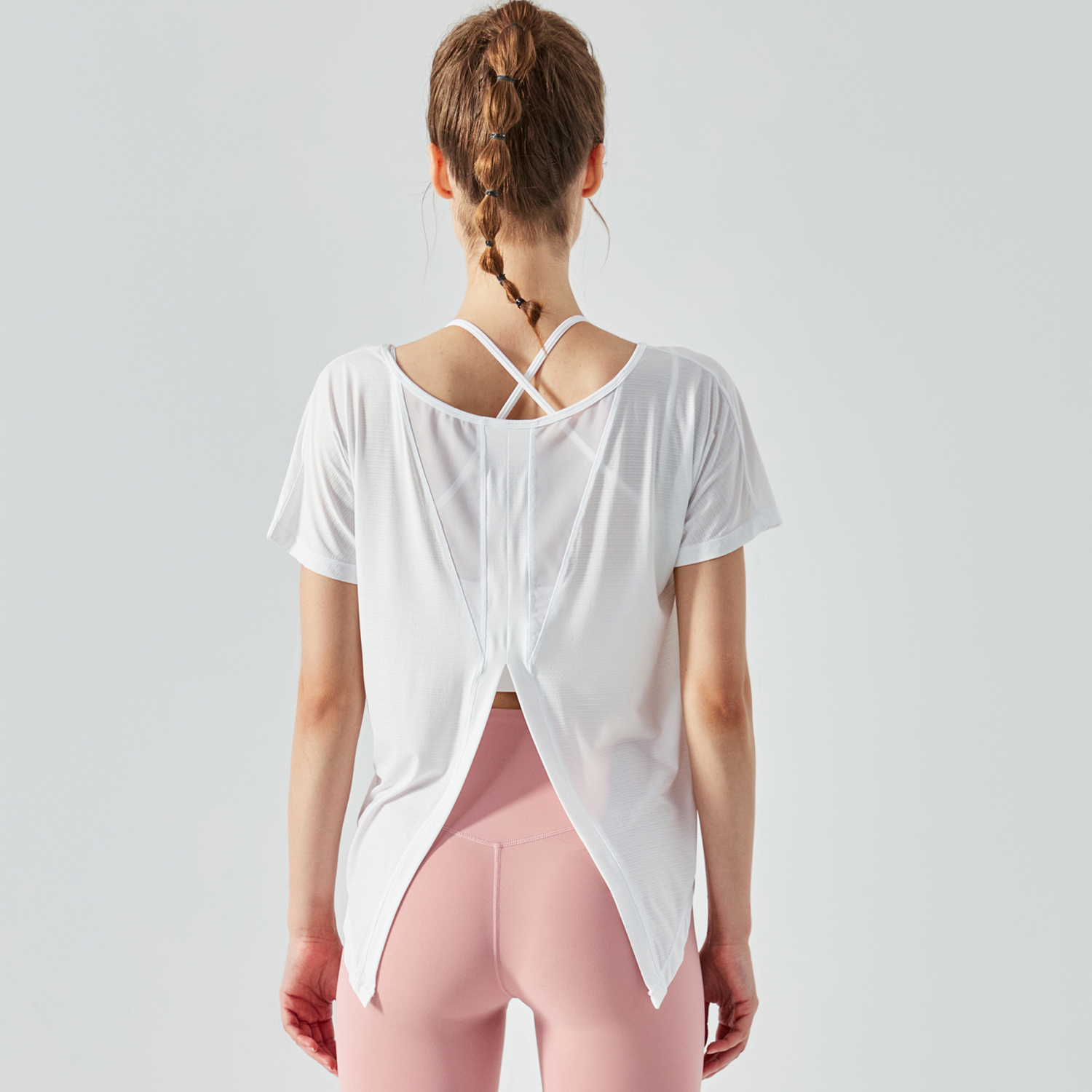 Buy mesh back split buttery soft naked feel cool running fitness tops for women of high quality on Hergymclothing 