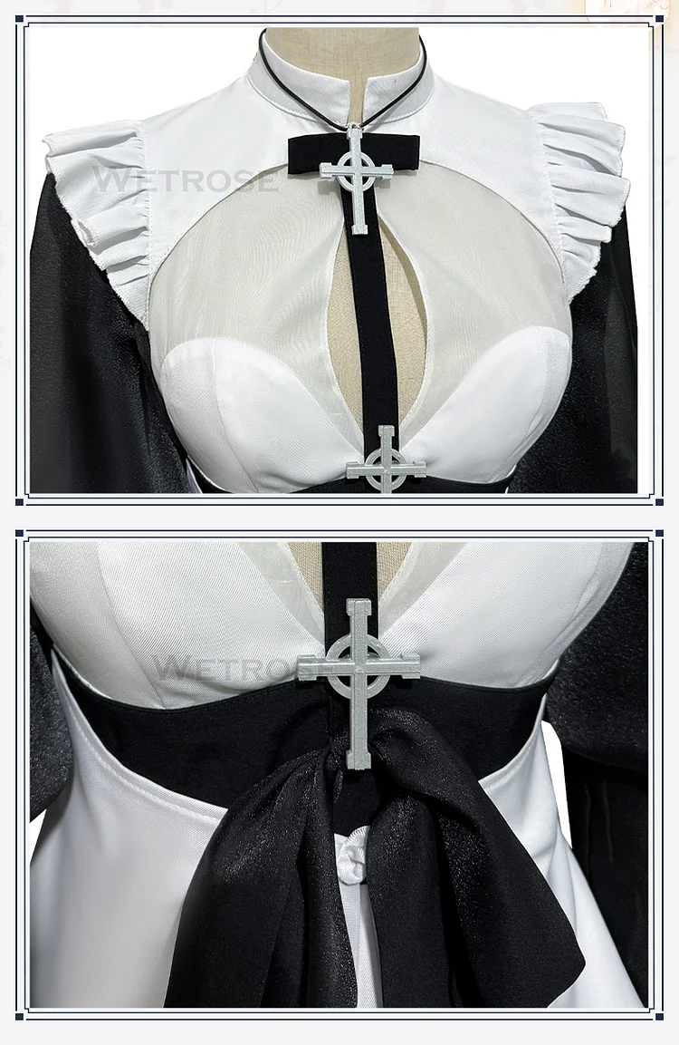 Wetrose】In Stock Sexy Nun Cosplay Costume Sexy Lingrie Role-Playing Chowbie  Authorized Battle Sister Angel Bride Wedding Dress Coswear Set Wig  Halloween Cos