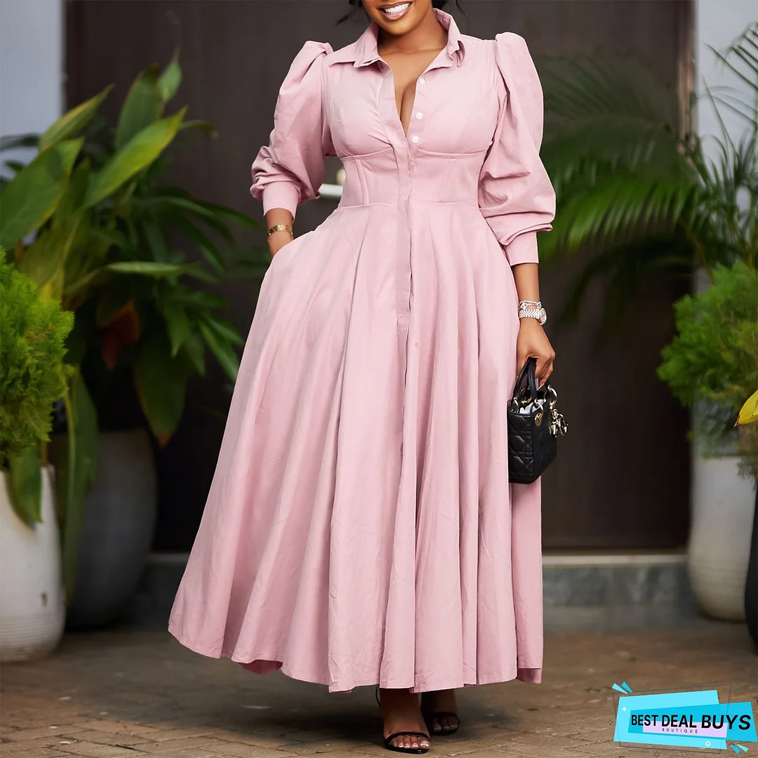 Solid Color Long Sleeve Round Neck Bow Long Skirt