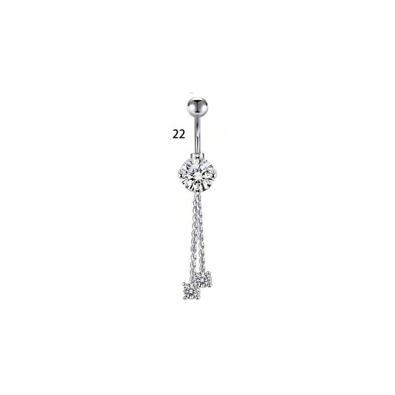 1 Piece Belly Rings Minimalist Classic Style Water Droplets 304 Stainless Steel Inlay Zircon Belly Rings