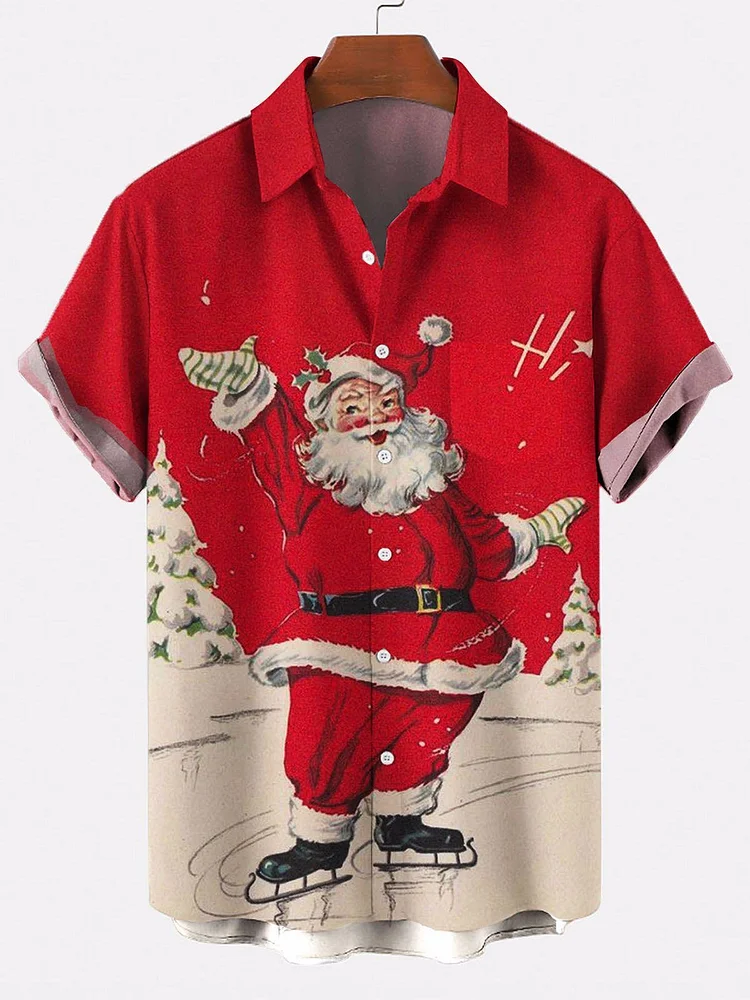 Men's Christmas element large short sleeve shirt