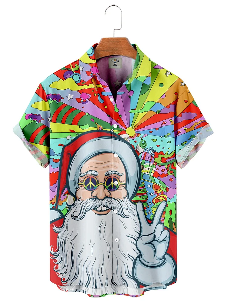 2022Men's Christmas Coconut Elk Print Shirt