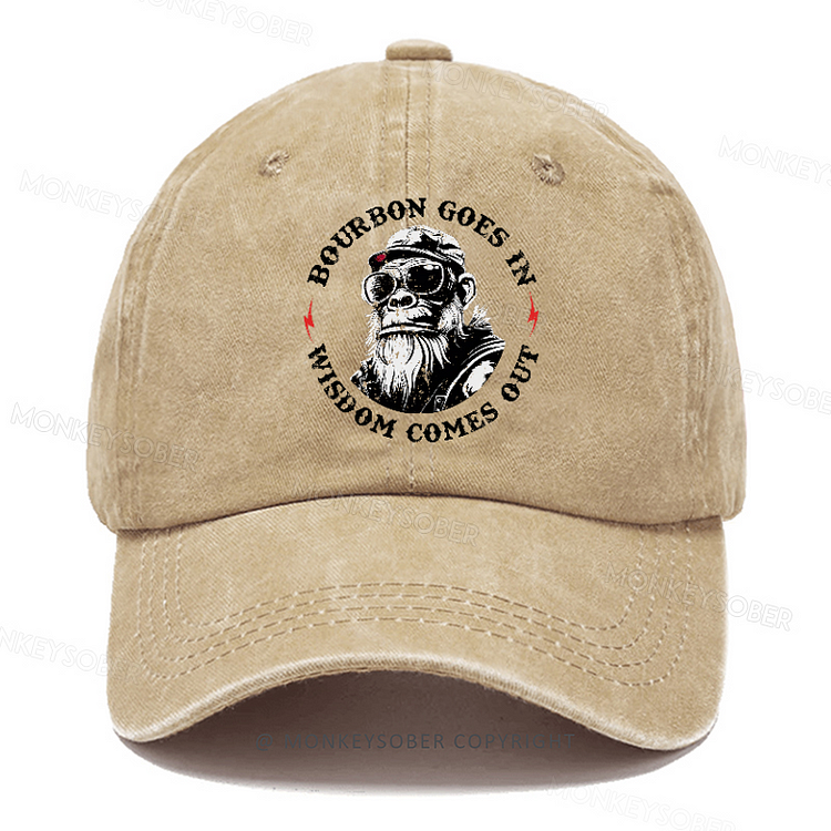 Personalized "Bourbon Goes In Wisdom Comes Out”Custom Washed Baseball Caps