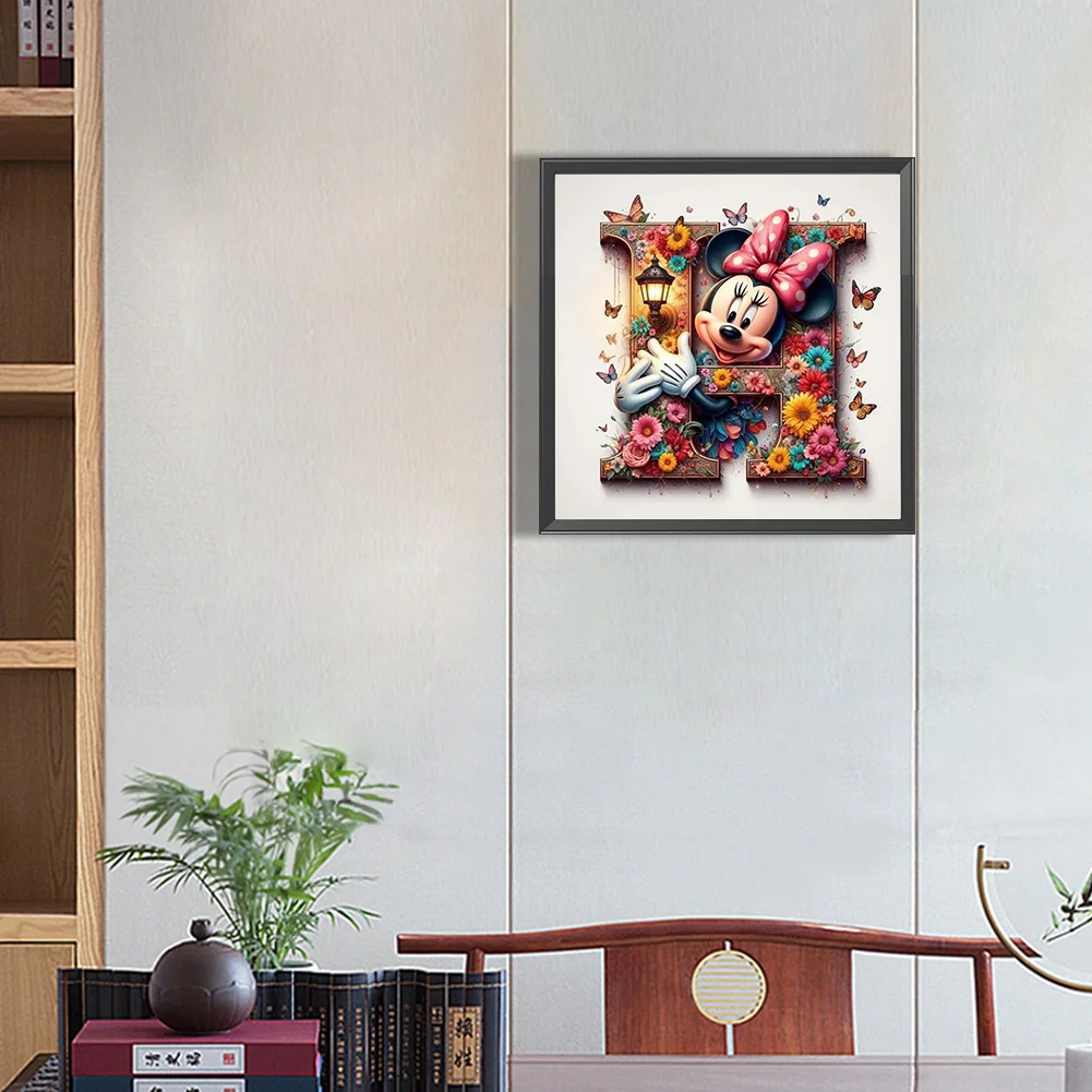 Partial AB Diamond Painting - Full Round Drill - Mickey Minnie Letters(Canvas|35*35cm)