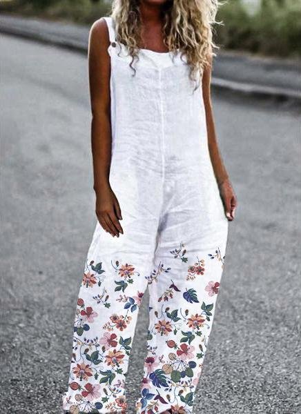 Women's Fashion Creative Floral Print Casual Jumpsuit