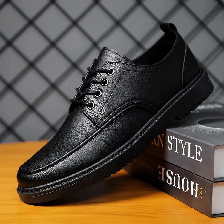 Men's Lace-up Shoes Robust Leather Shoes in Casual Style for Leisure and Everyday use