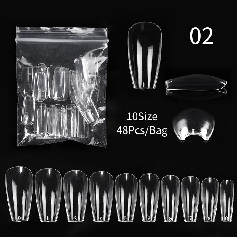 20/60Pcs Extension False Nail Tips Full Cover Sculpted Nail Tips Fake Finger UV Gel Polish Assistant Tools Quick Building Mold-Nail Inspo