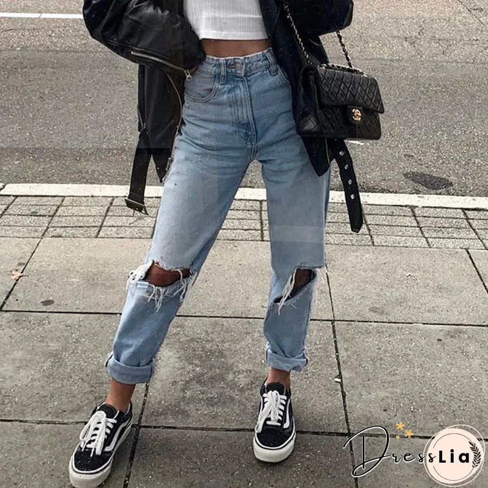 Casual Solid Color Zipper Pocket Jeans