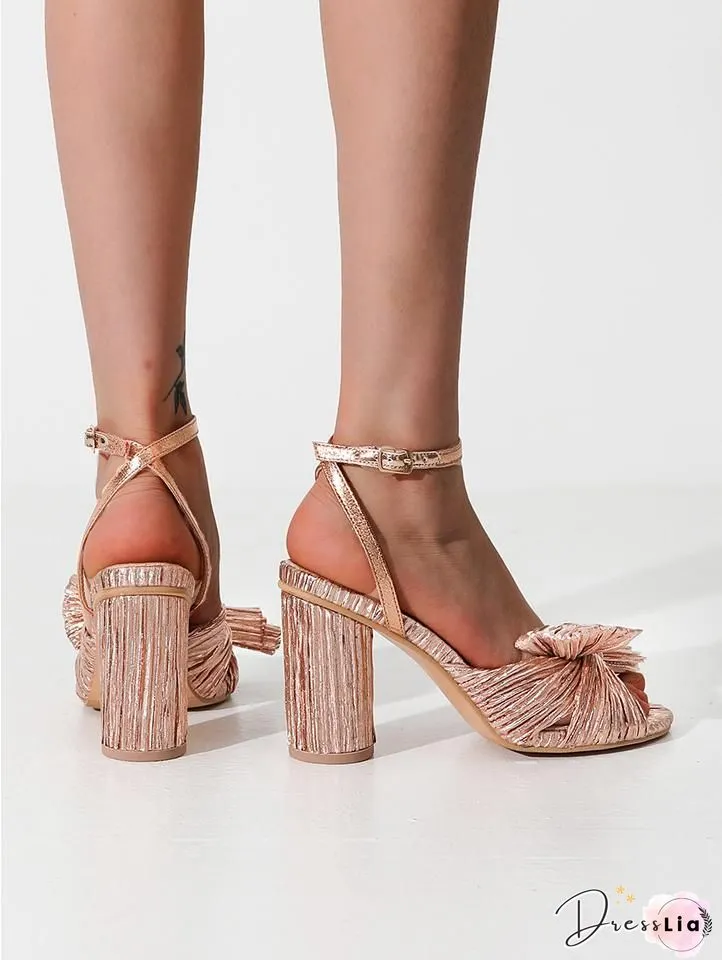 Metal Feeling Bow High Heel Slipper