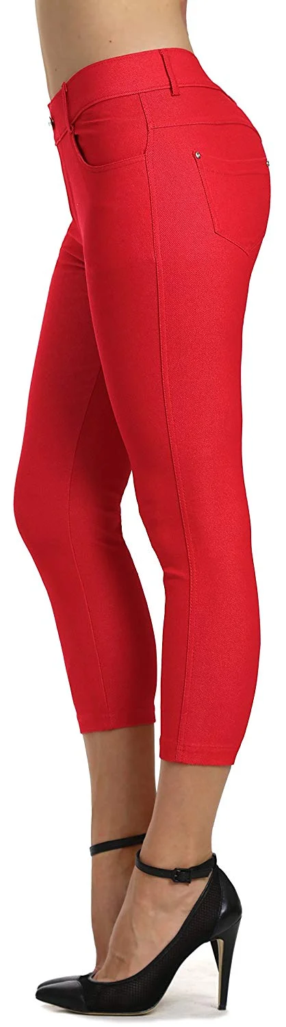 Women's Jean Look Jeggings Tights Slimming Many Colors Spandex Leggings Pants Capri S-XXXL