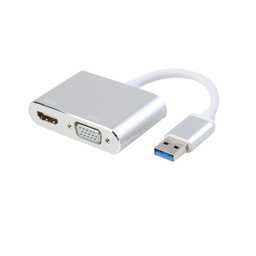 

USB 3.0 to HDMI-compatible VGA 1080P Hub Adapter Converter for Windows TV, Silver, 501 Original