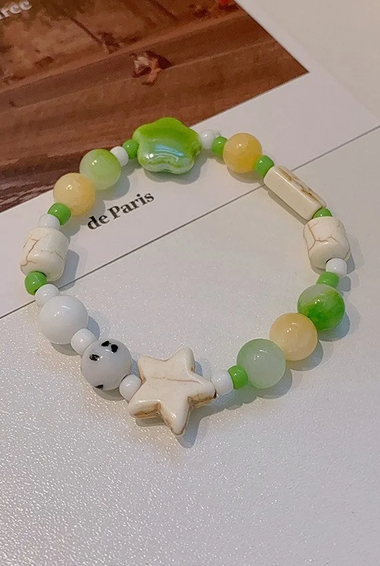 Pastel Beaded Bracelet with Natural Stones for Women